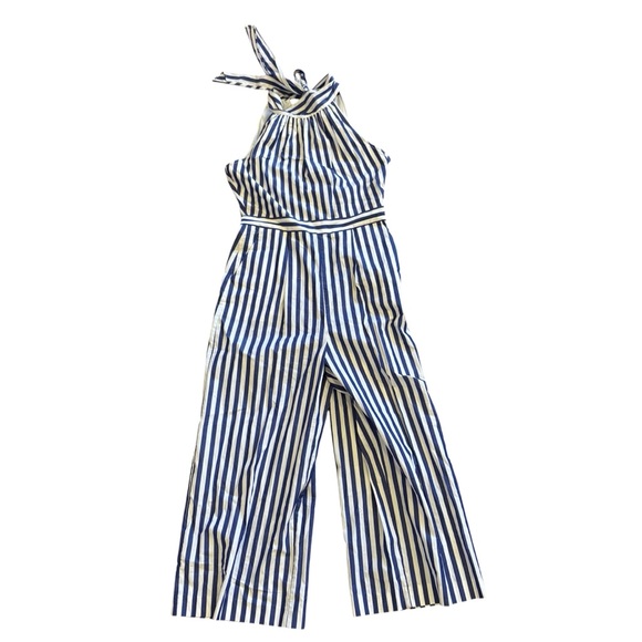 J.Crew Blue‎ and White Striped Tie-Back
Halter Jumpsuit Size 4 - Picture 2 of 7